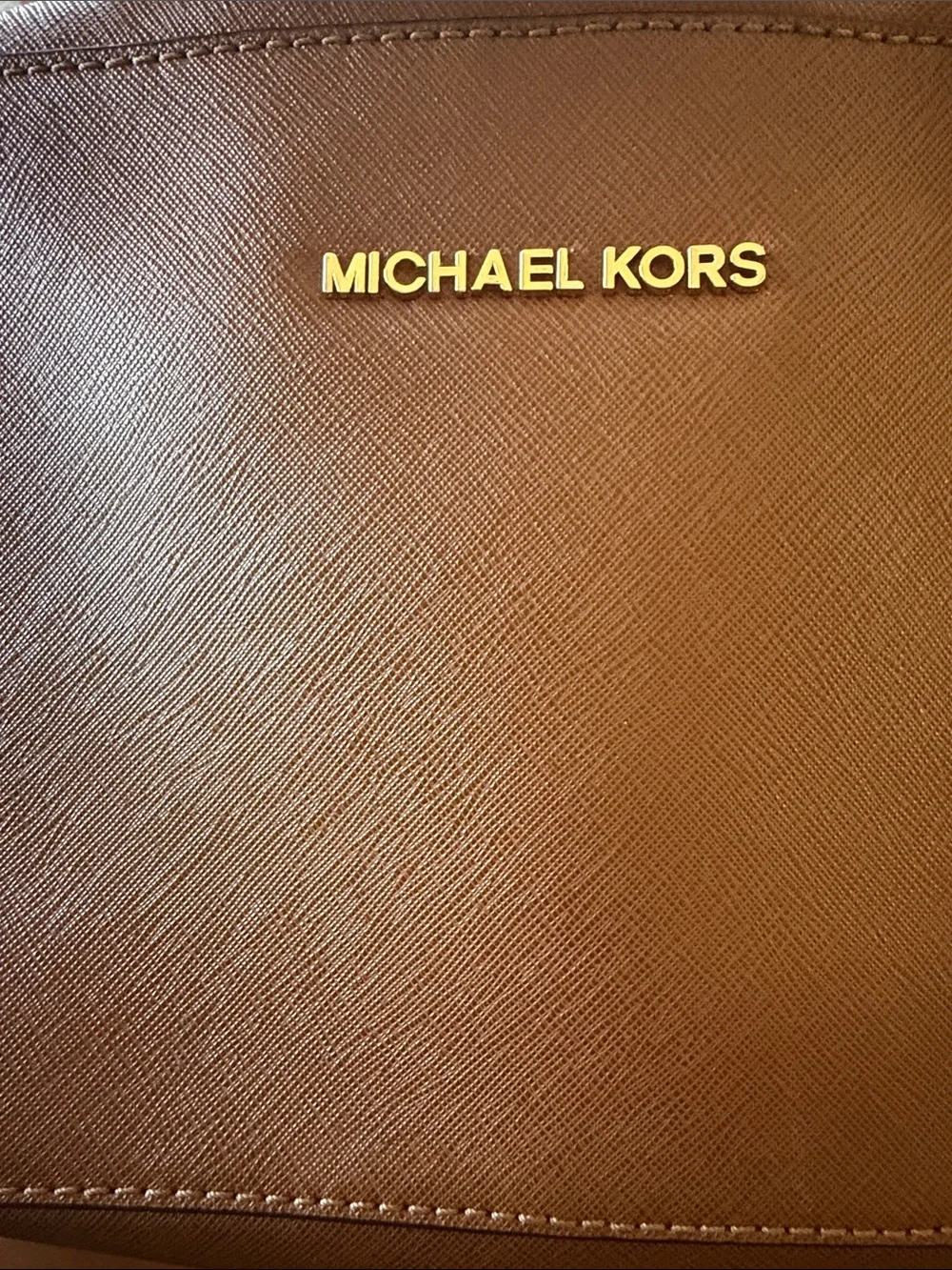 Michael Kors Brown Leather Jet Set Crossbody with Gold Chain Strap